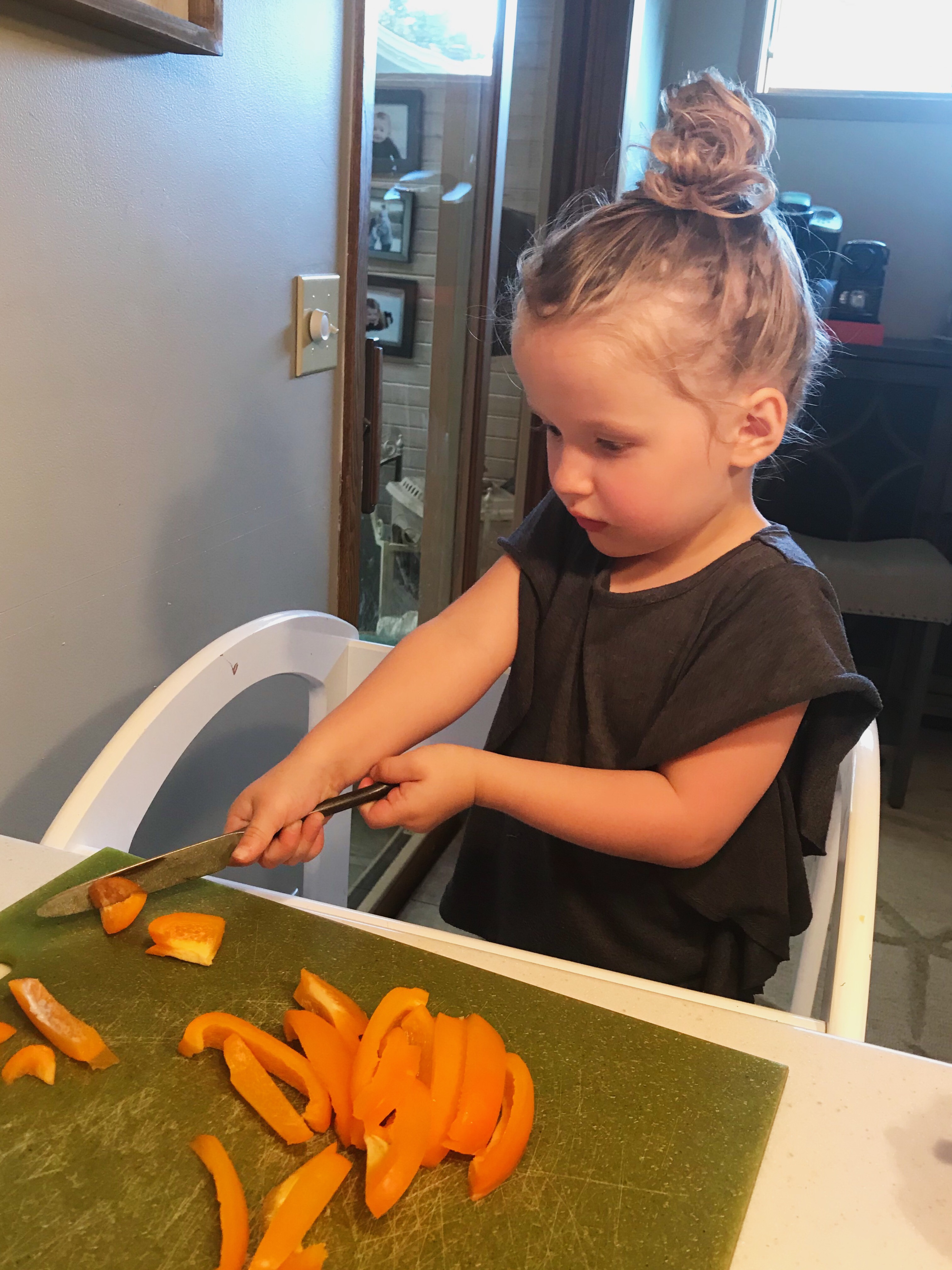 Child eating fresh vegetables